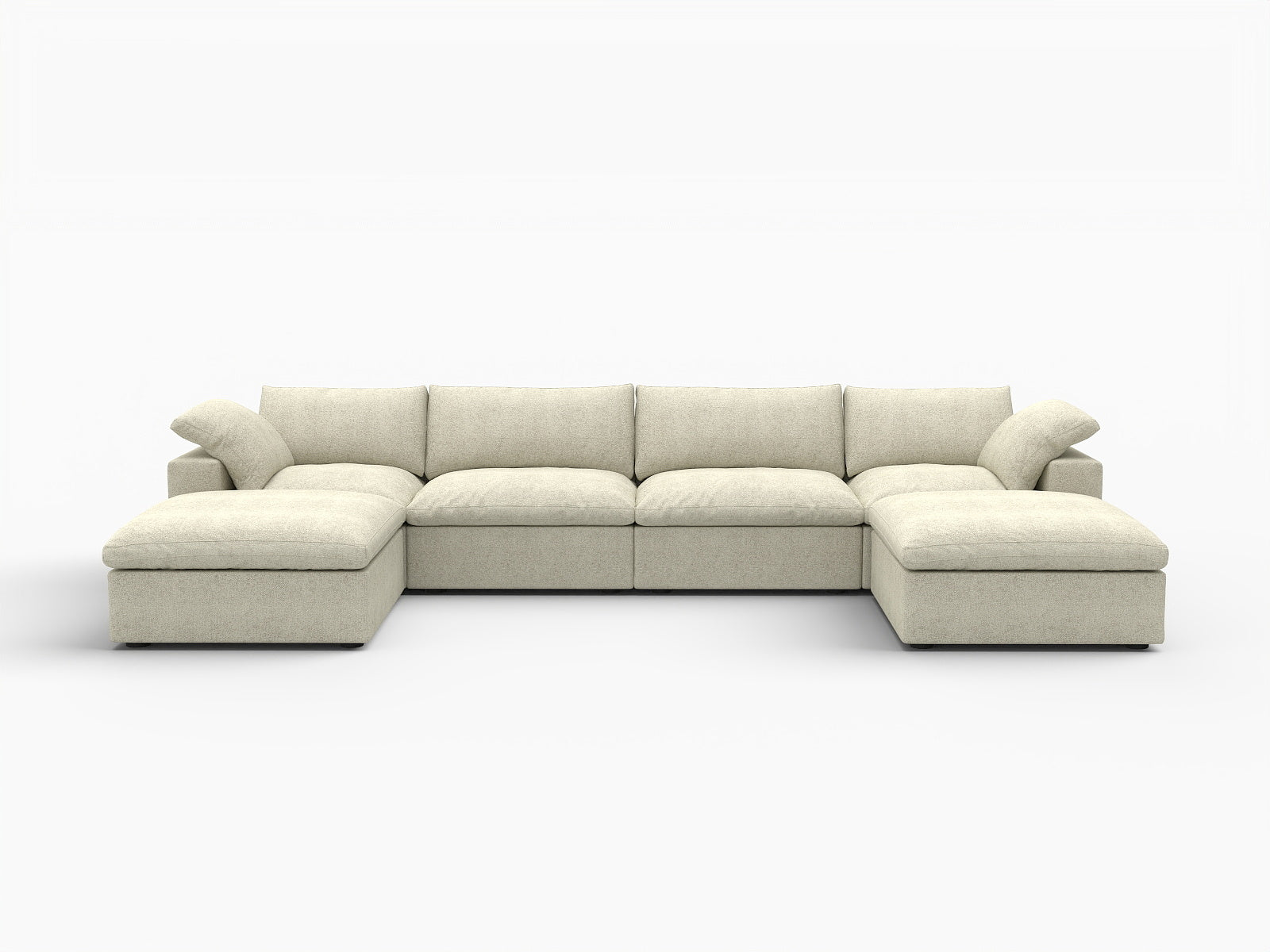 160" Khaki Linen Blend Modular Universal Sofa With Ottoman And Storage