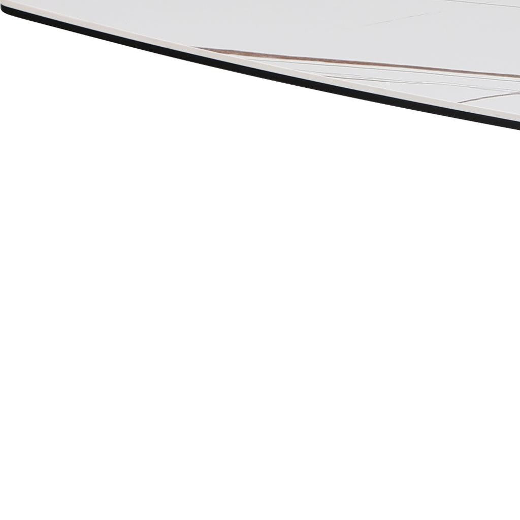 47" White Ceramic Faux Marble Glass And Steel Pedestal Console Table