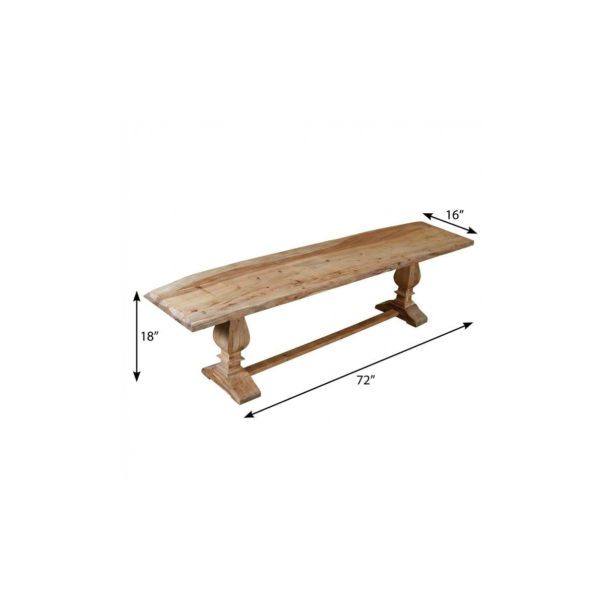 72" Natural Solid Wood Distressed Dining Bench