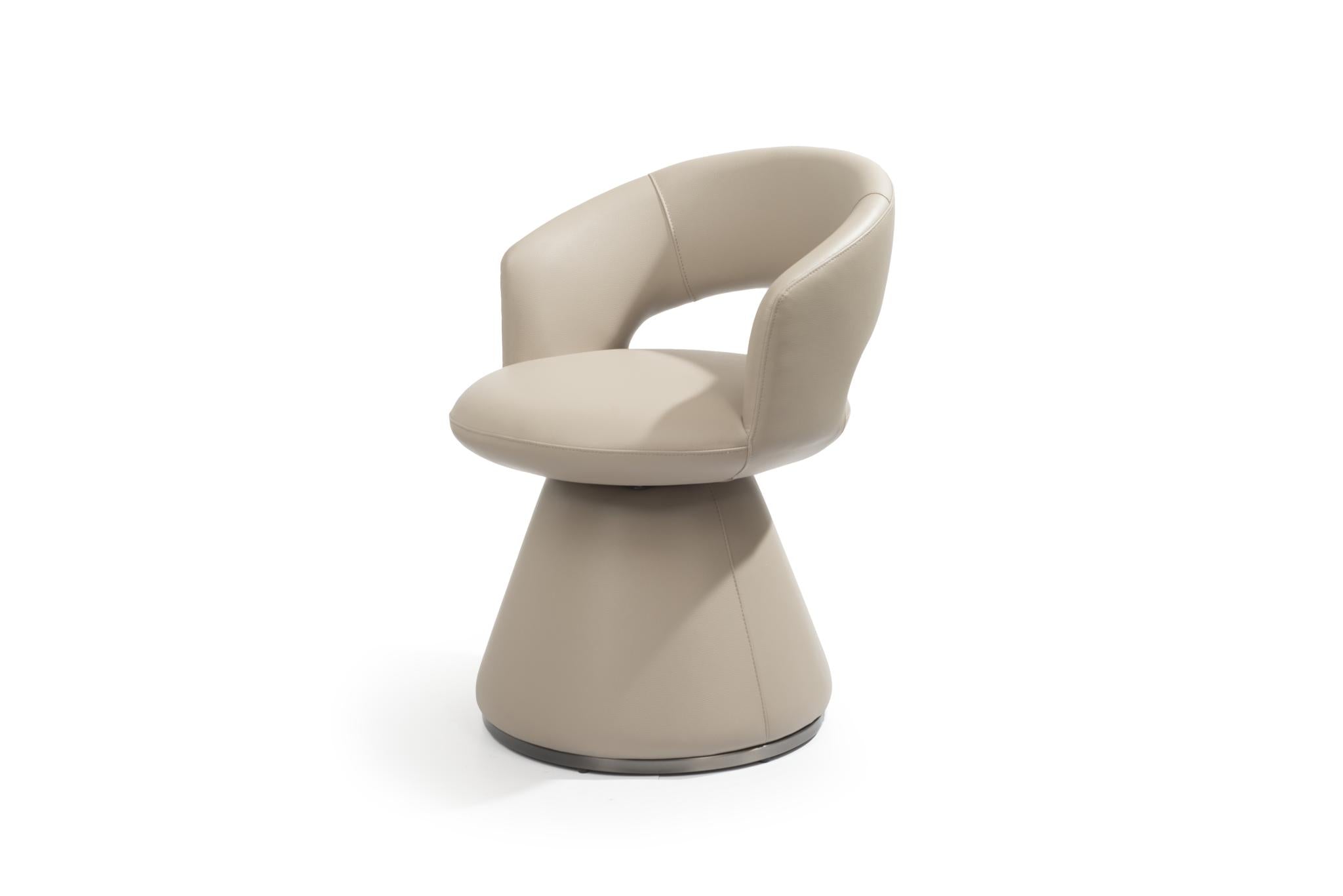 Gray Faux Leather and Steel Open Back Swivel Dining Arm Chair