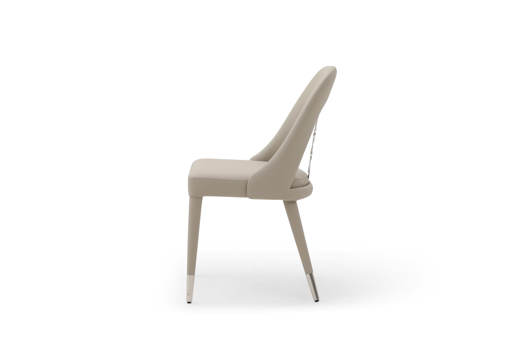 Set of Two Gray and Silver Faux Leather and Stainless Steel Dining Side Chairs