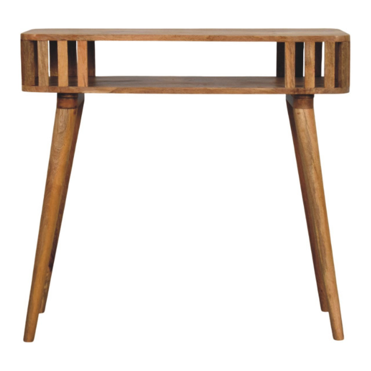 33" Oak Solid Wood Console Table With Shelf