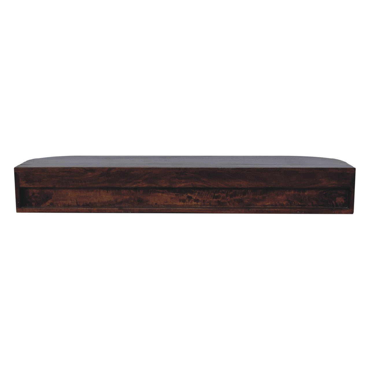 43" Chestnut Solid Wood Floating Console Table With Shelf And Two Drawers