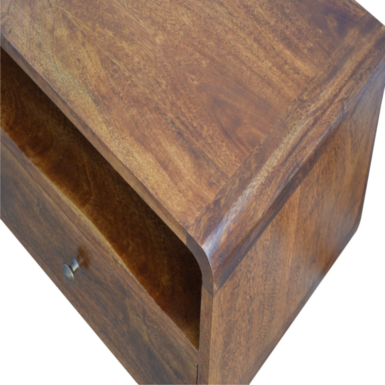 35" Chestnut Solid Wood Enclosed and Open Storage TV Stand