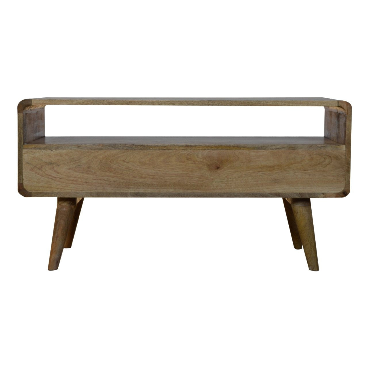 35" Oak Solid Wood Enclosed and Open Storage TV Stand