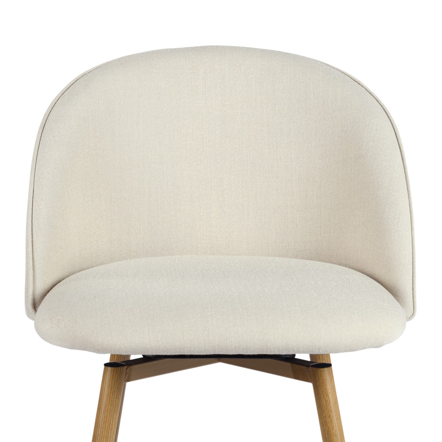 Set of Two 27" Beige and Oak Fabric and Metal Counter Height Swivel Bar Chairs