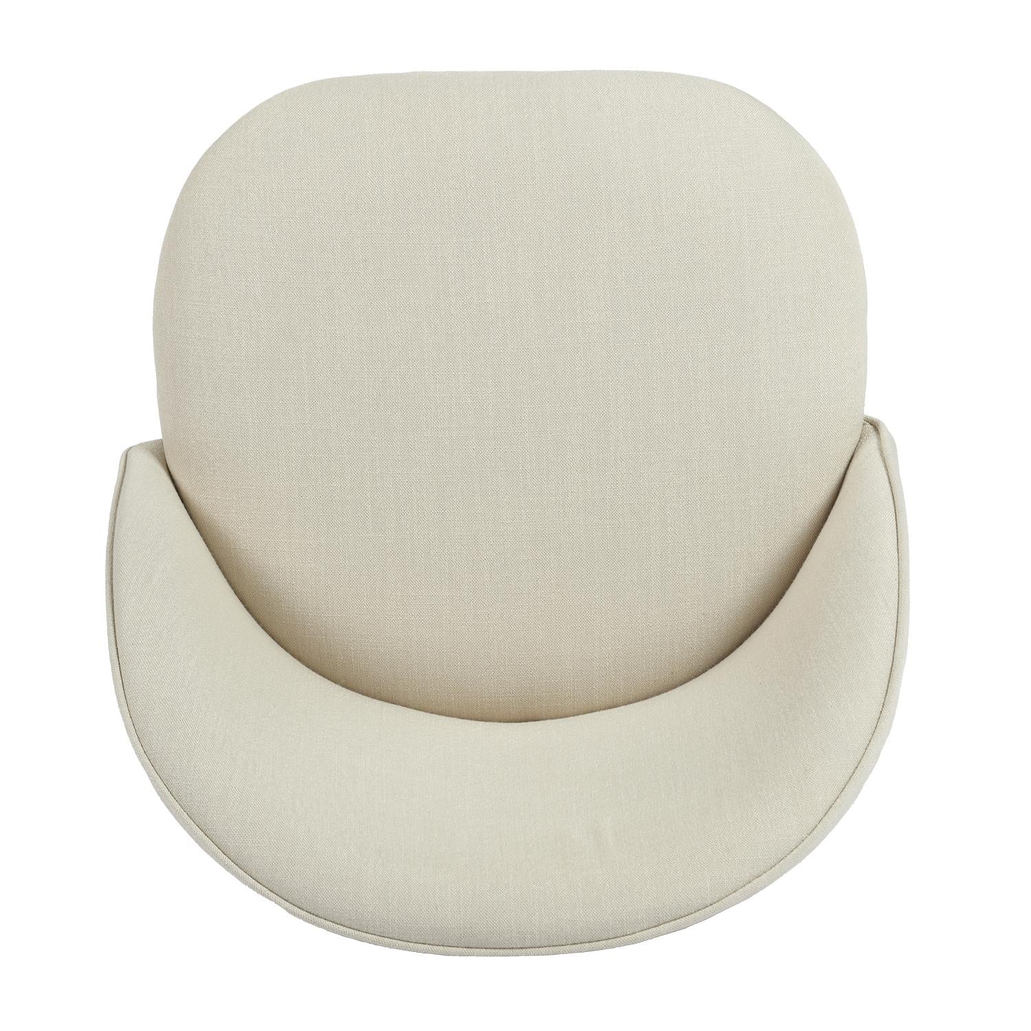 Set of Two 27" Beige and Oak Fabric and Metal Counter Height Swivel Bar Chairs