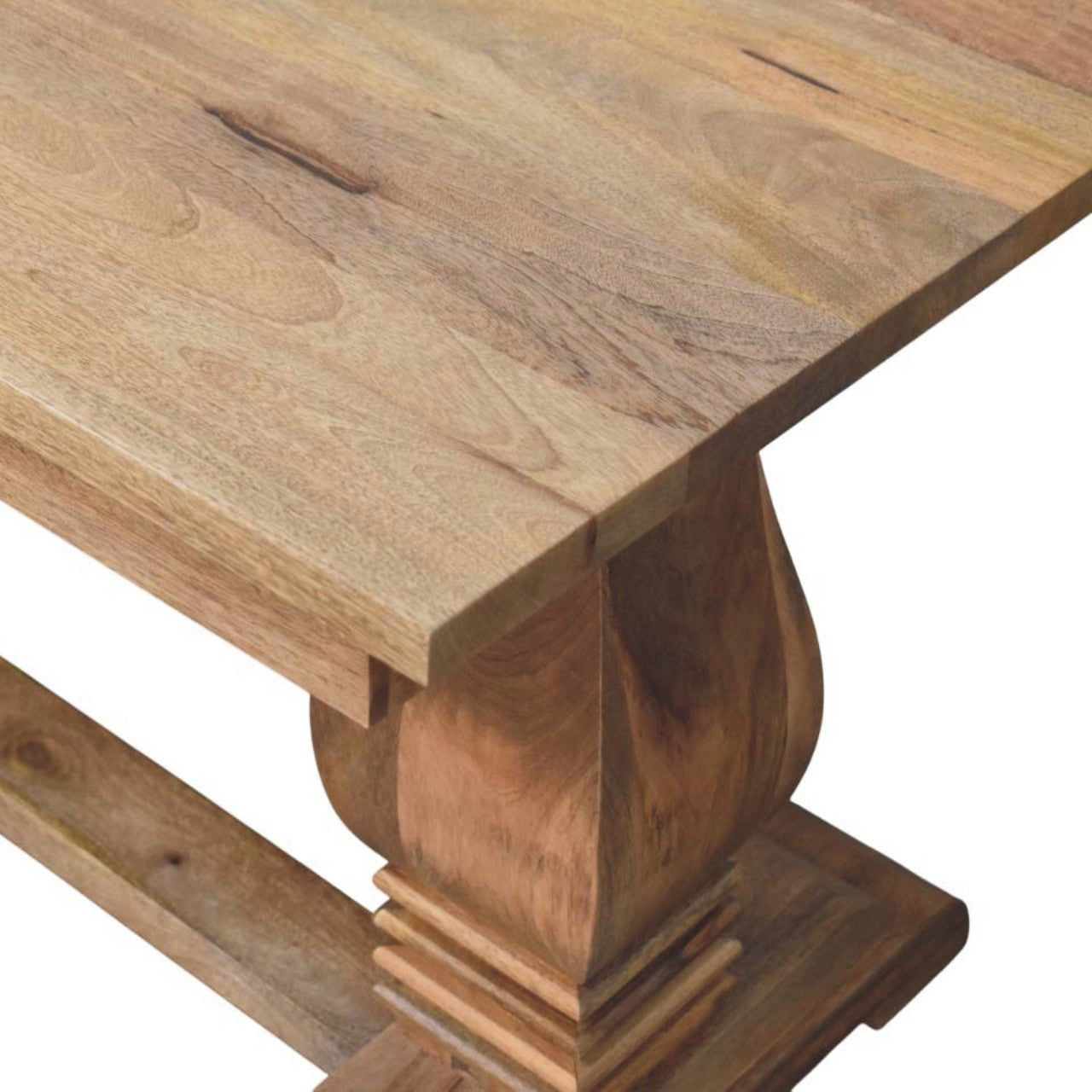 71" Brown Solid Wood Double Pedestal Base Dining Table