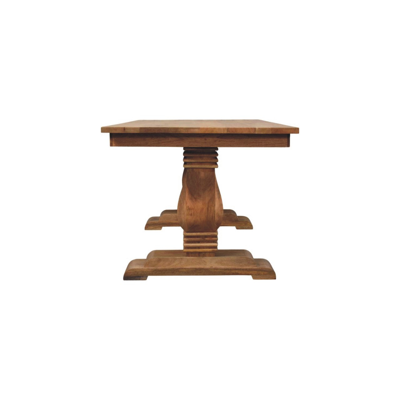 71" Brown Solid Wood Double Pedestal Base Dining Table