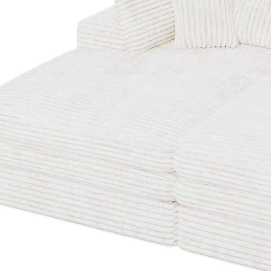 Set of Two 79" White Corduroy Chaise Lounge Chairs With Toss Pillows