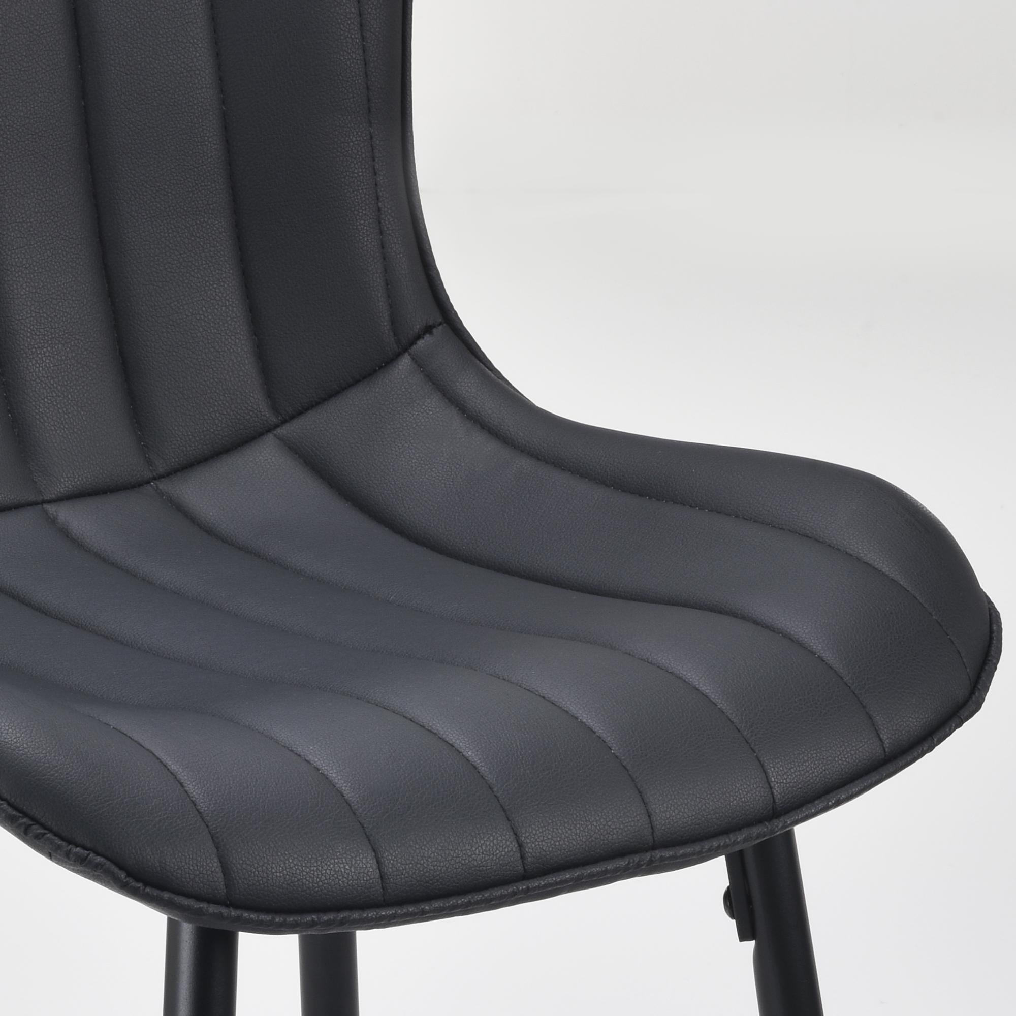 Set of Two 27" Black Faux Leather and Metal Low Back Counter Height Bar Chairs