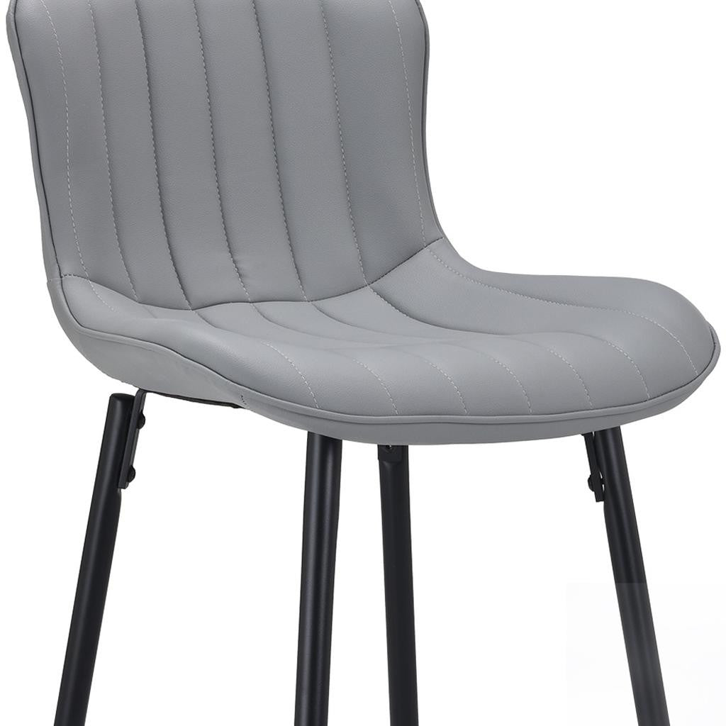 Set of Two 27" Gray and Black Faux Leather and Metal Low Back Counter Height Bar Chairs