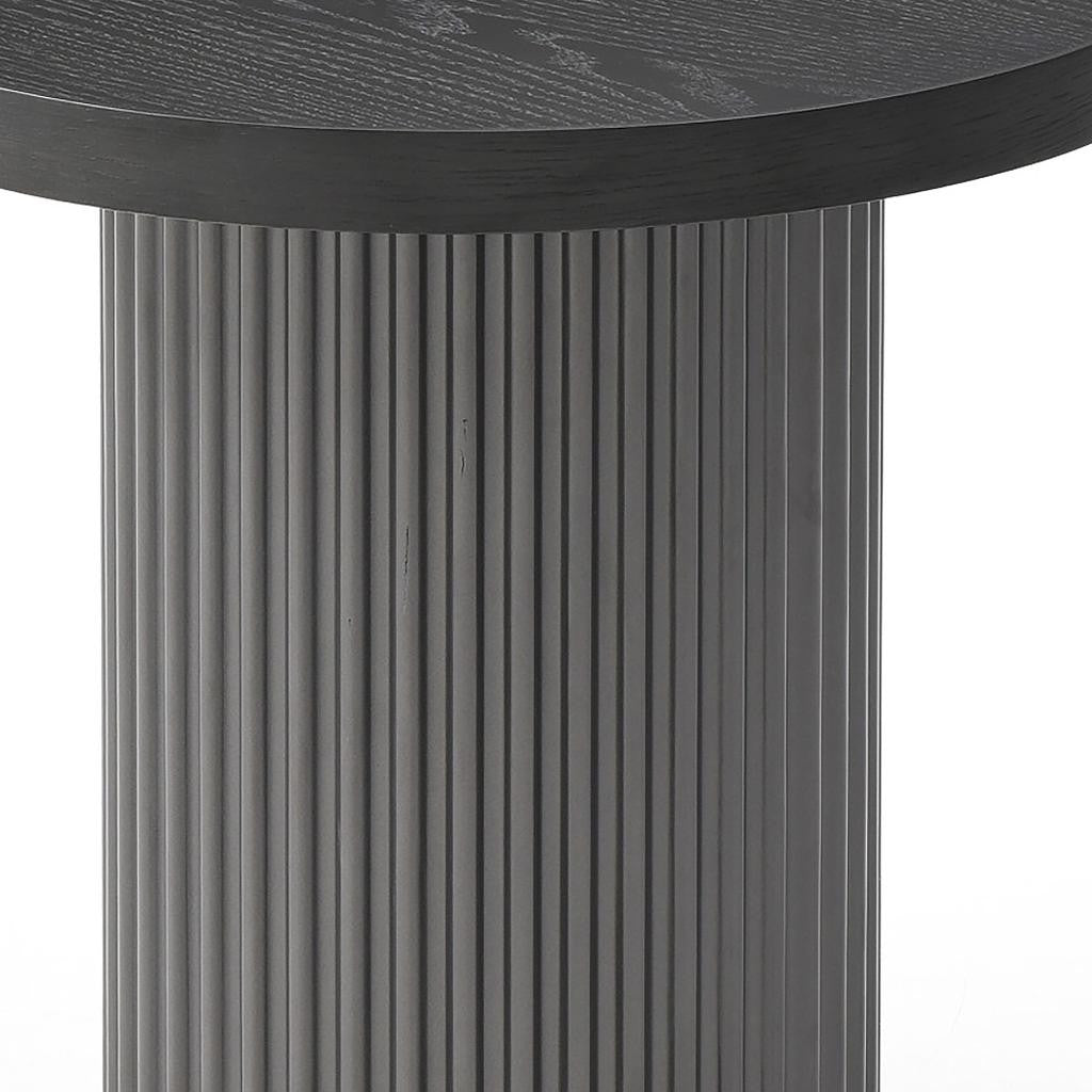 18" Dark Gray Wood Round Pedestal End Table