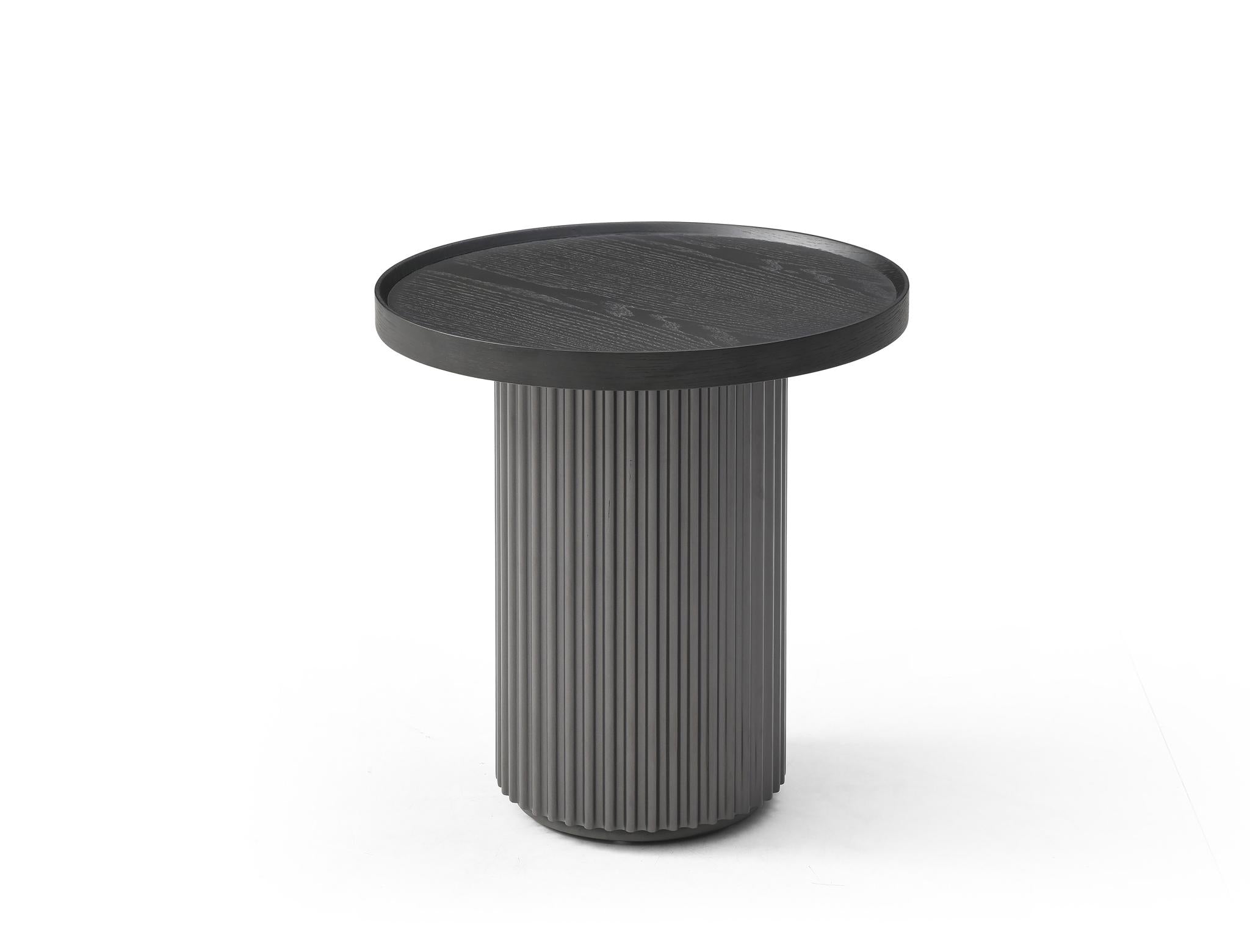 18" Dark Gray Wood Round Pedestal End Table
