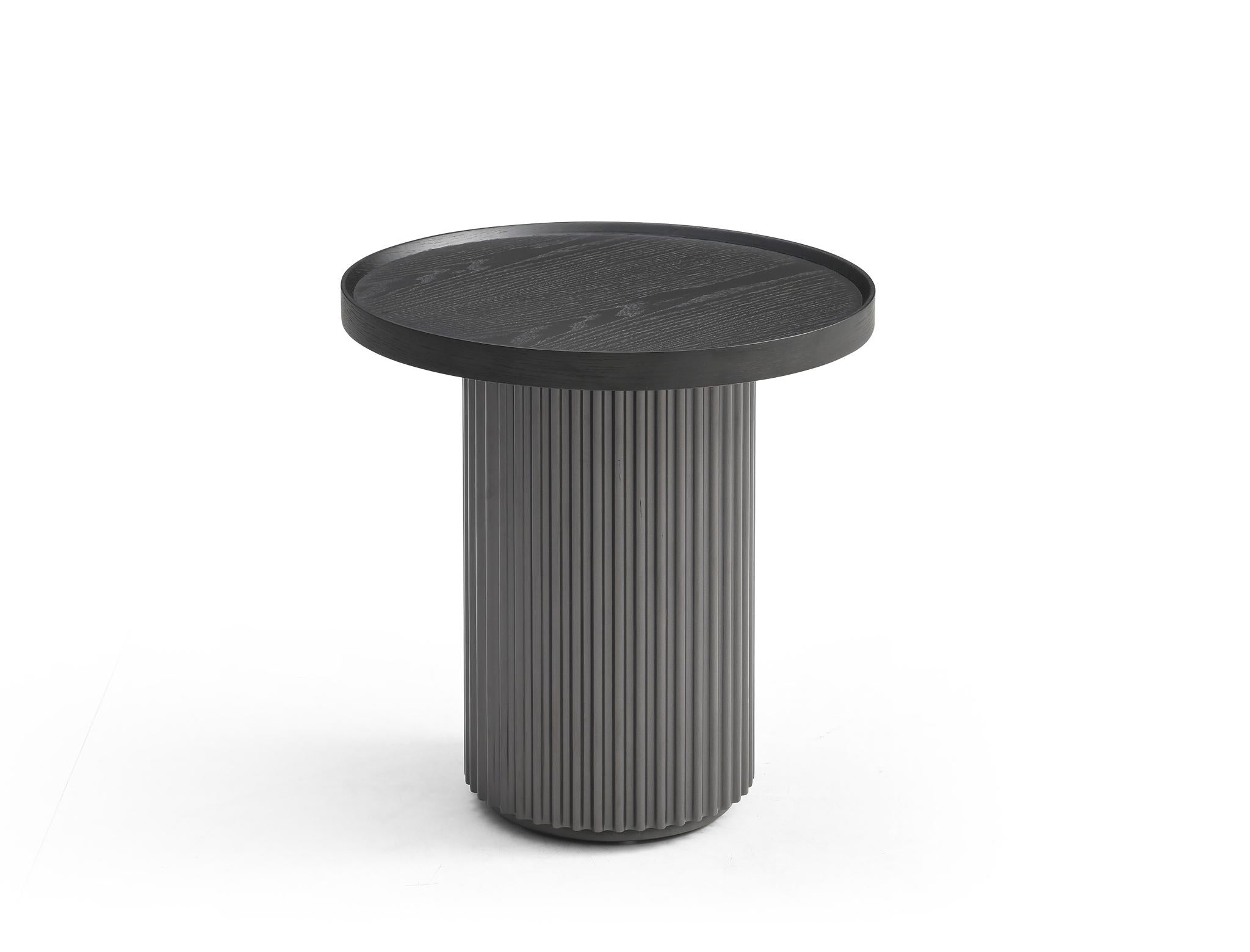 18" Dark Gray Wood Round Pedestal End Table