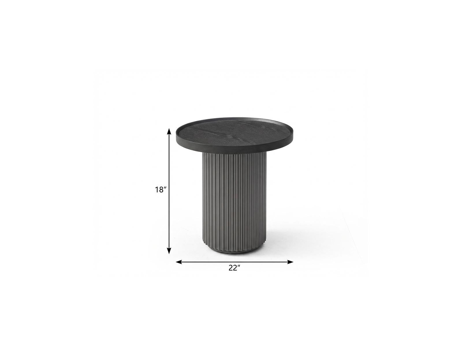 18" Dark Gray Wood Round Pedestal End Table
