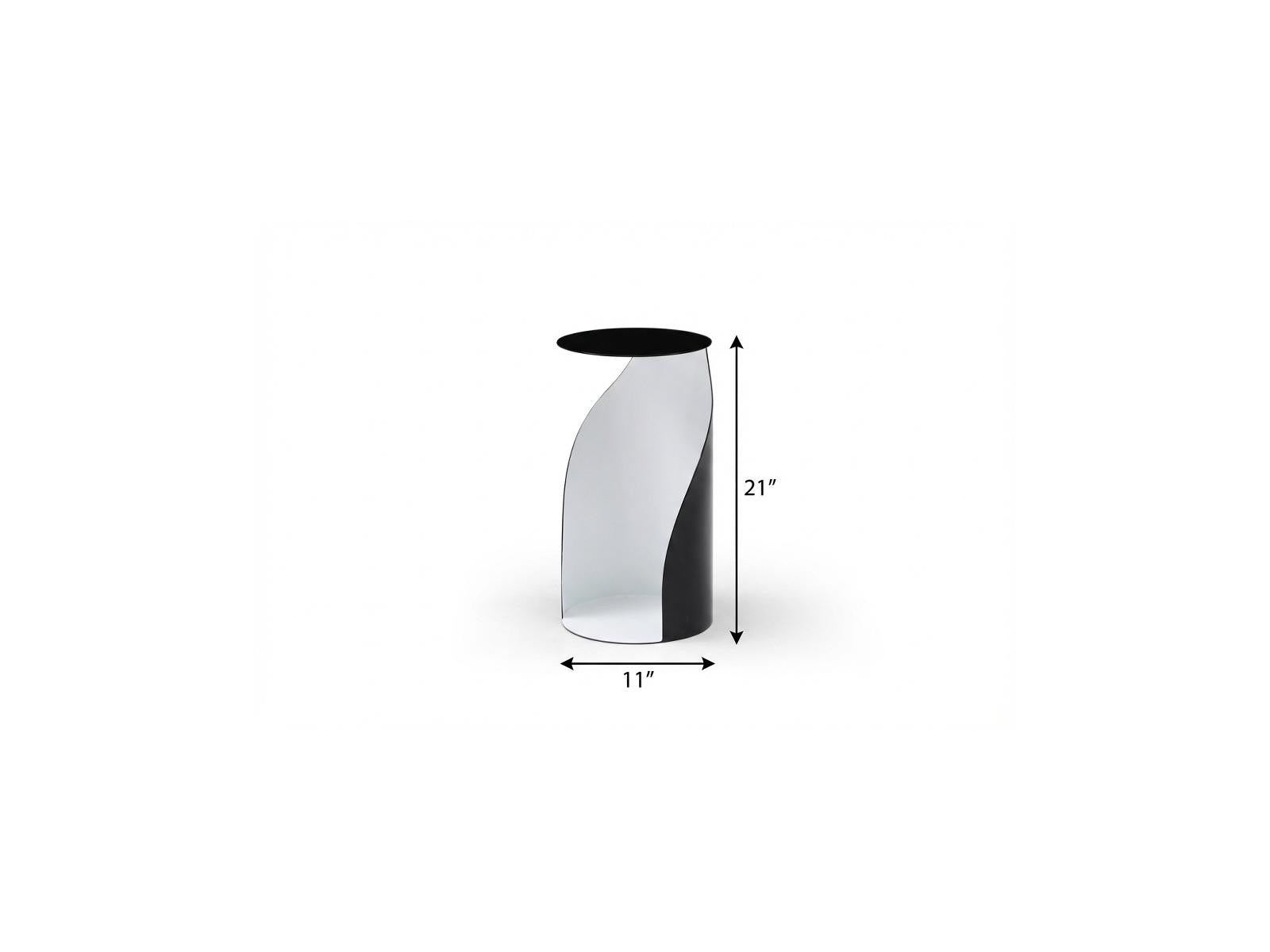 21" Black and White Steel Round Pedestal End Table