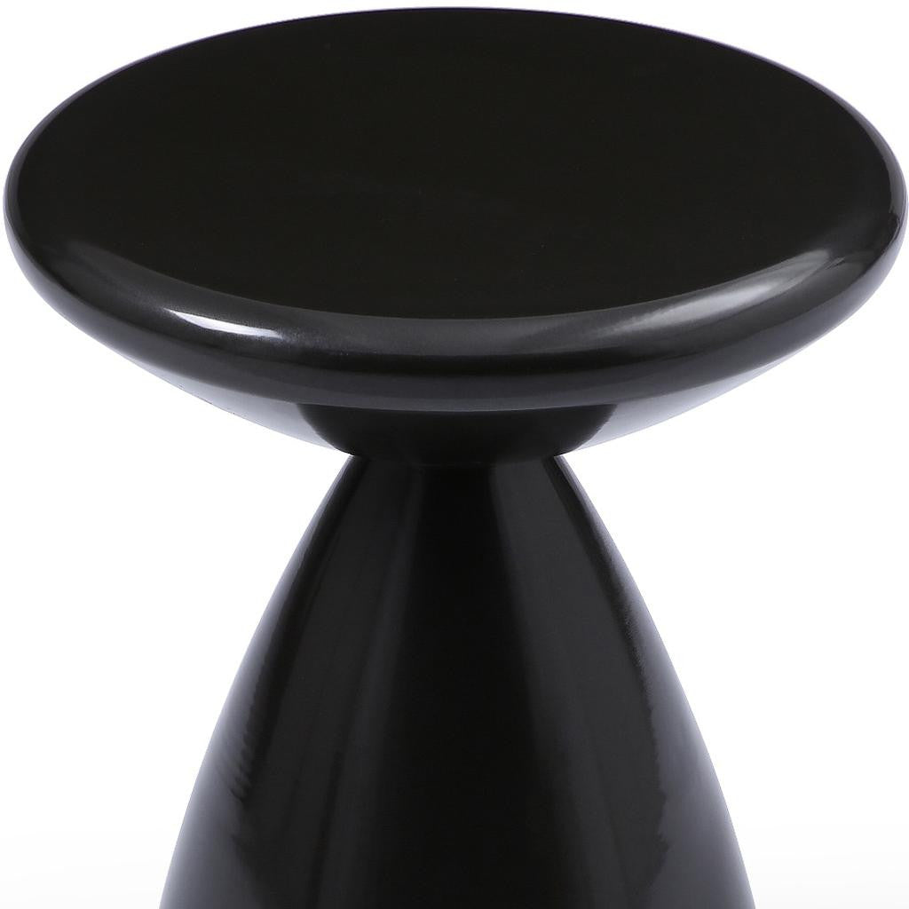 18" Black Steel Cinched High Waist Round Pedestal End Table