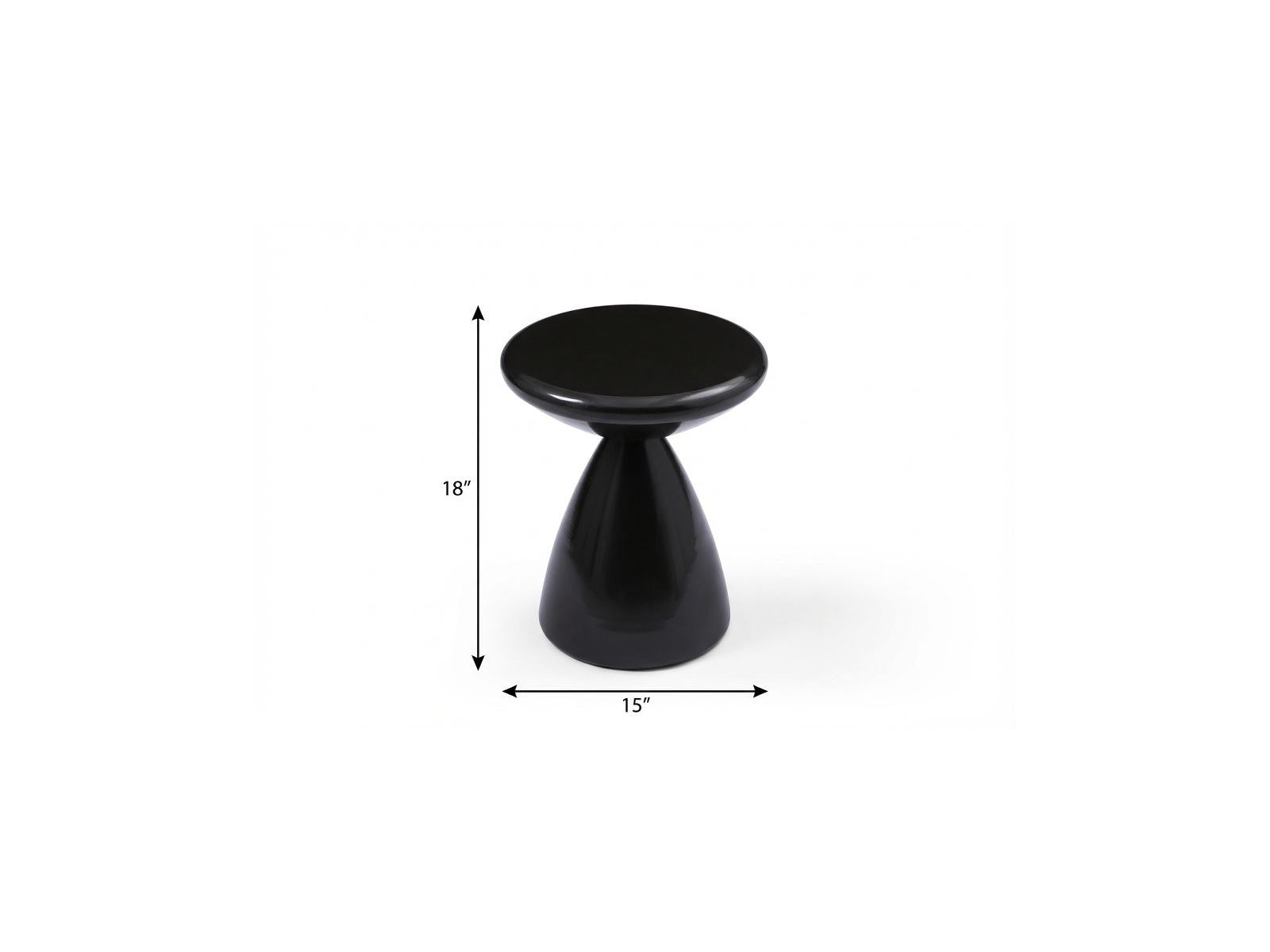 18" Black Steel Cinched High Waist Round Pedestal End Table