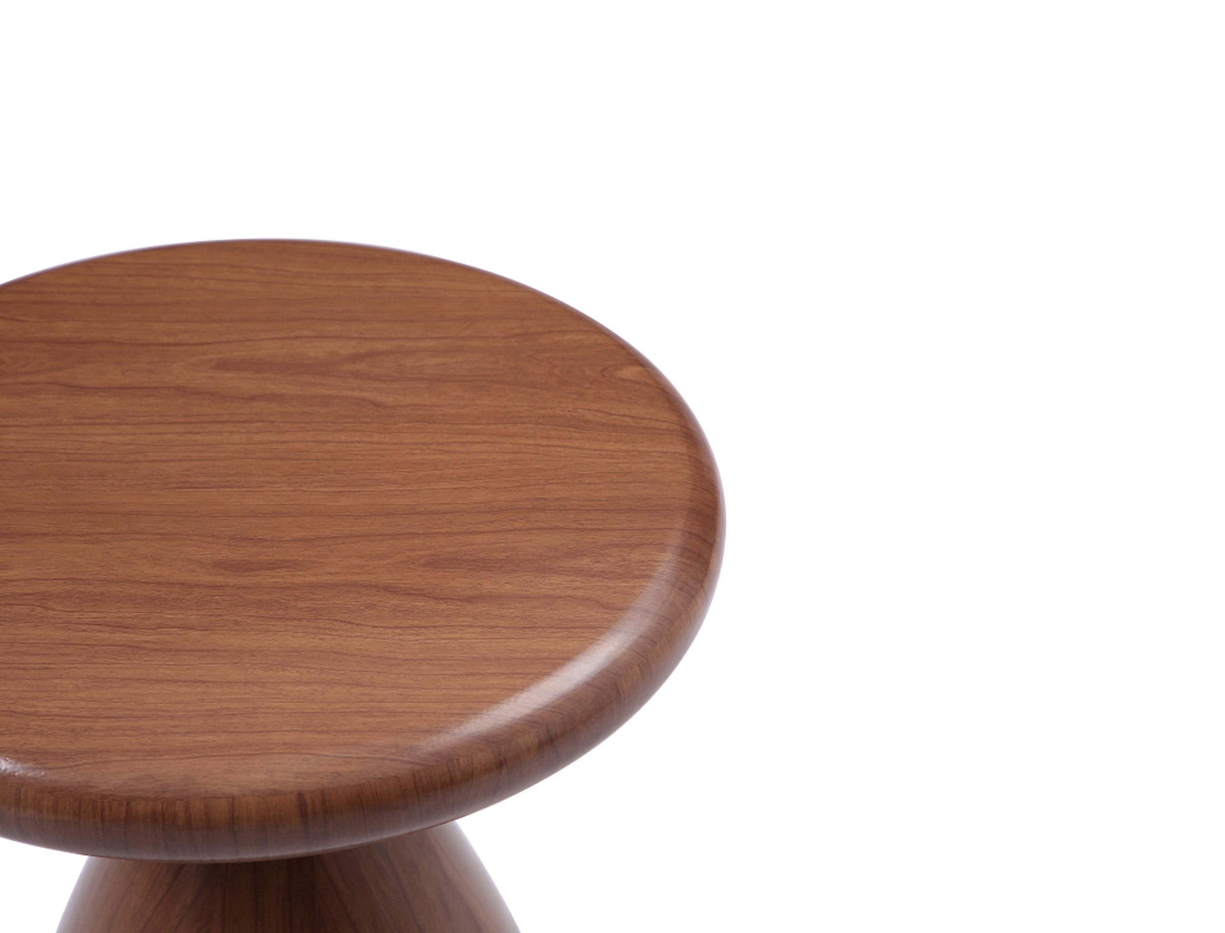 18" Walnut Steel Cinched High Waist Round Pedestal End Table