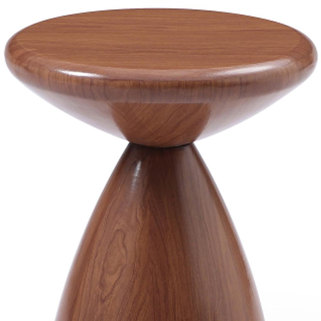 18" Walnut Steel Cinched High Waist Round Pedestal End Table