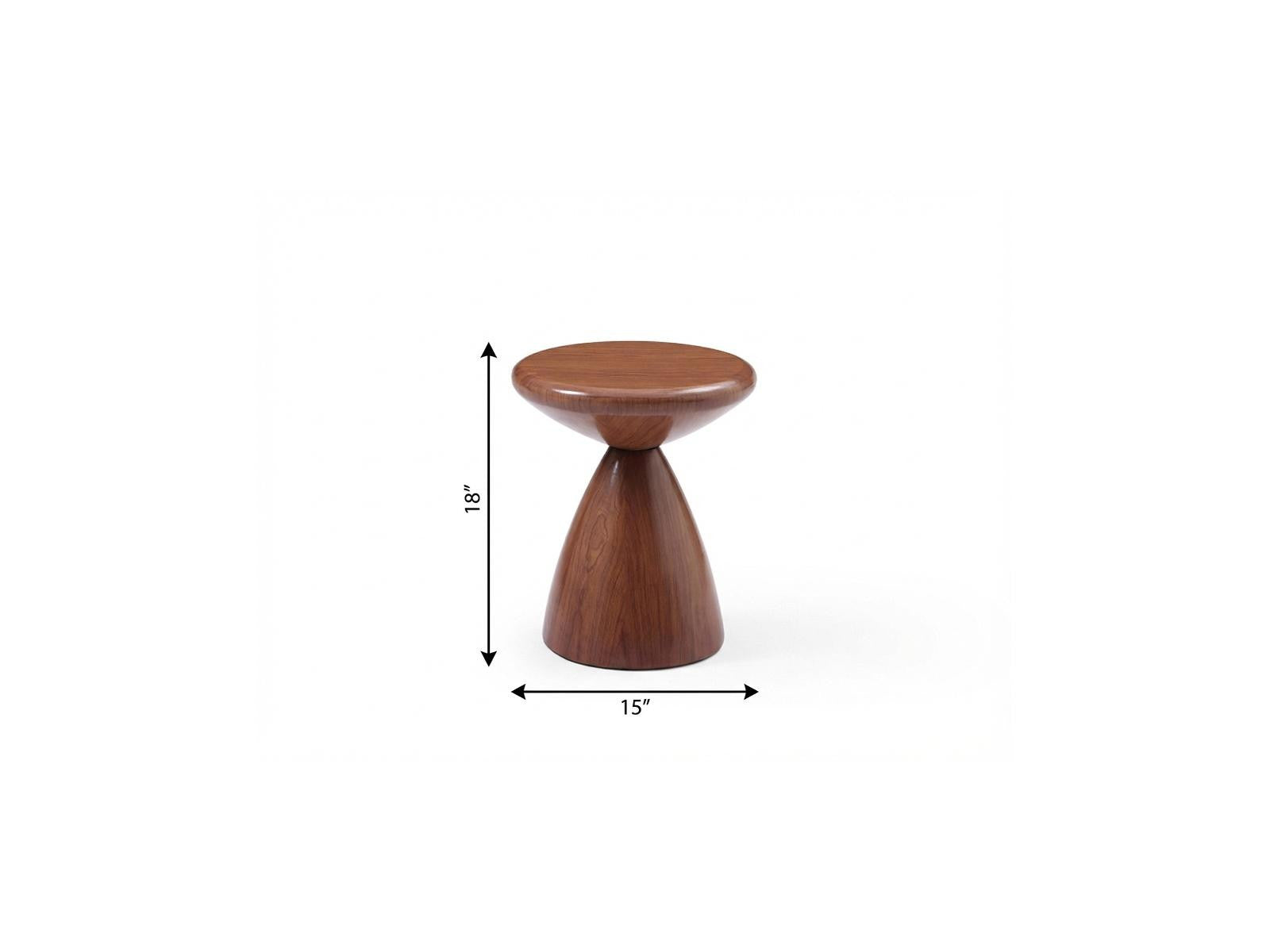 18" Walnut Steel Cinched High Waist Round Pedestal End Table