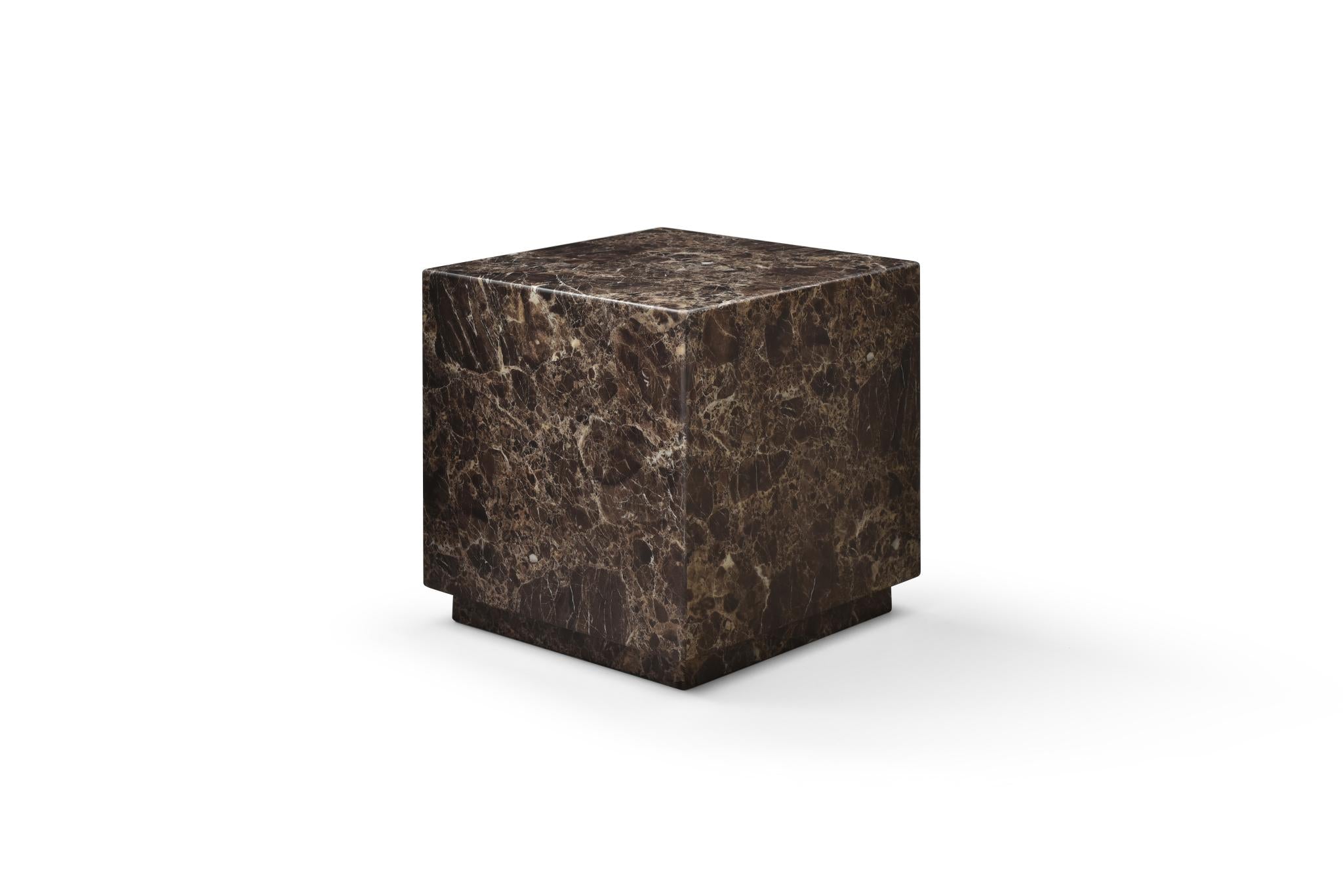 20" Brown Marble Square Block End Table