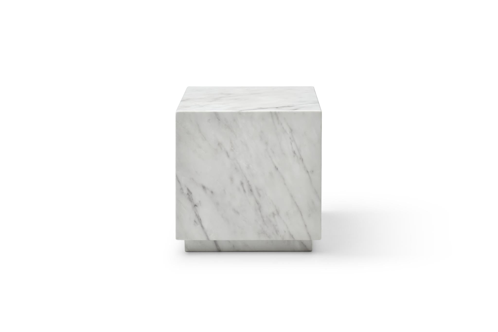 20" White Marble Square Block End Table