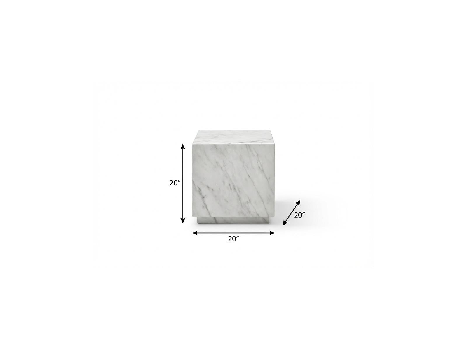 20" White Marble Square Block End Table