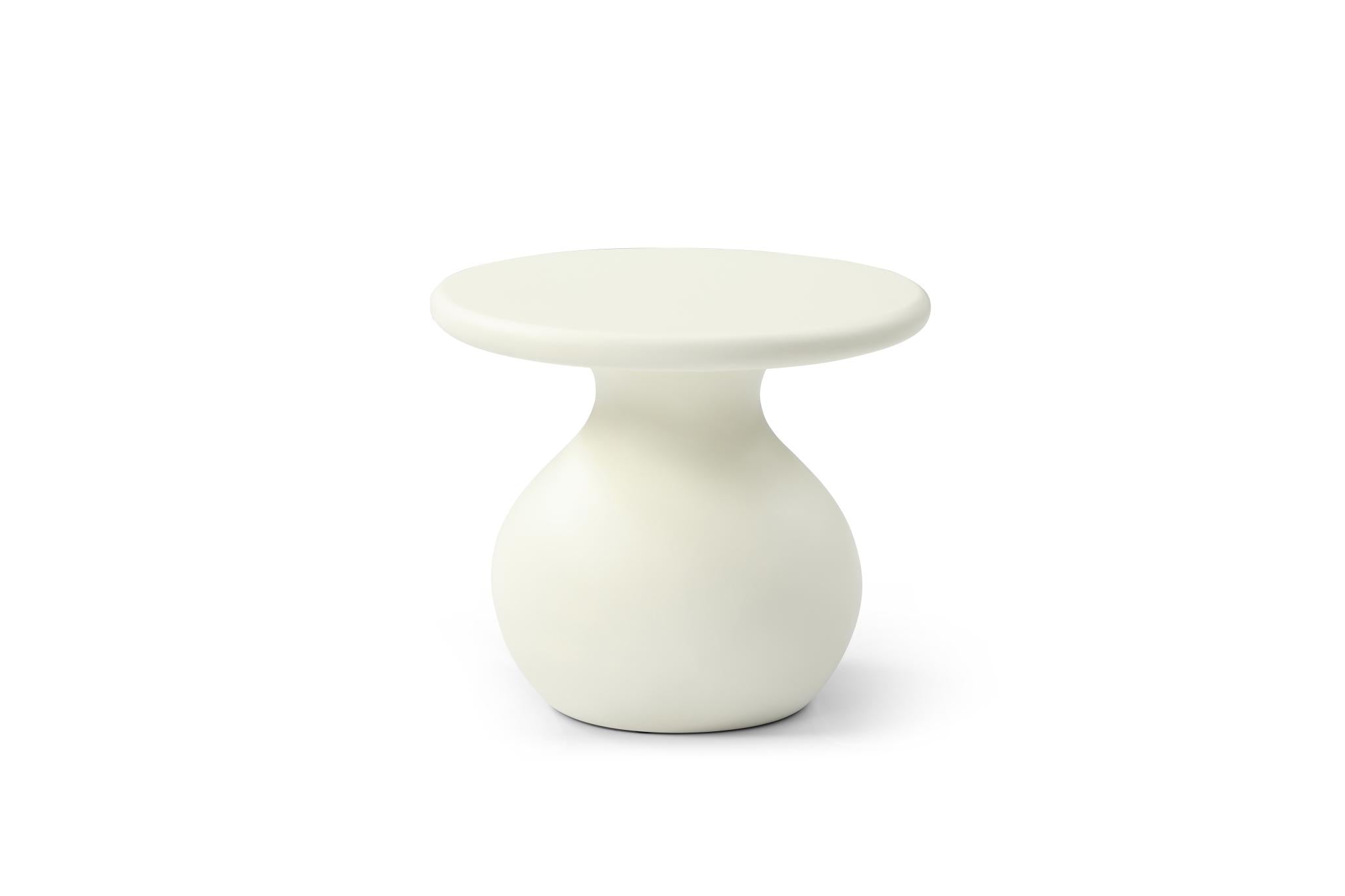 20" Beige Fiber Glass Round Curvaceous Pedestal End Table