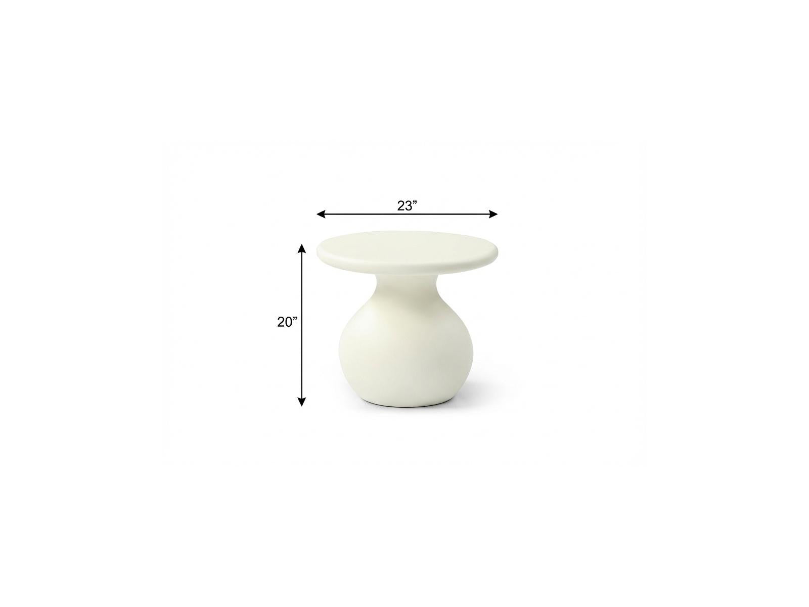 20" Beige Fiber Glass Round Curvaceous Pedestal End Table