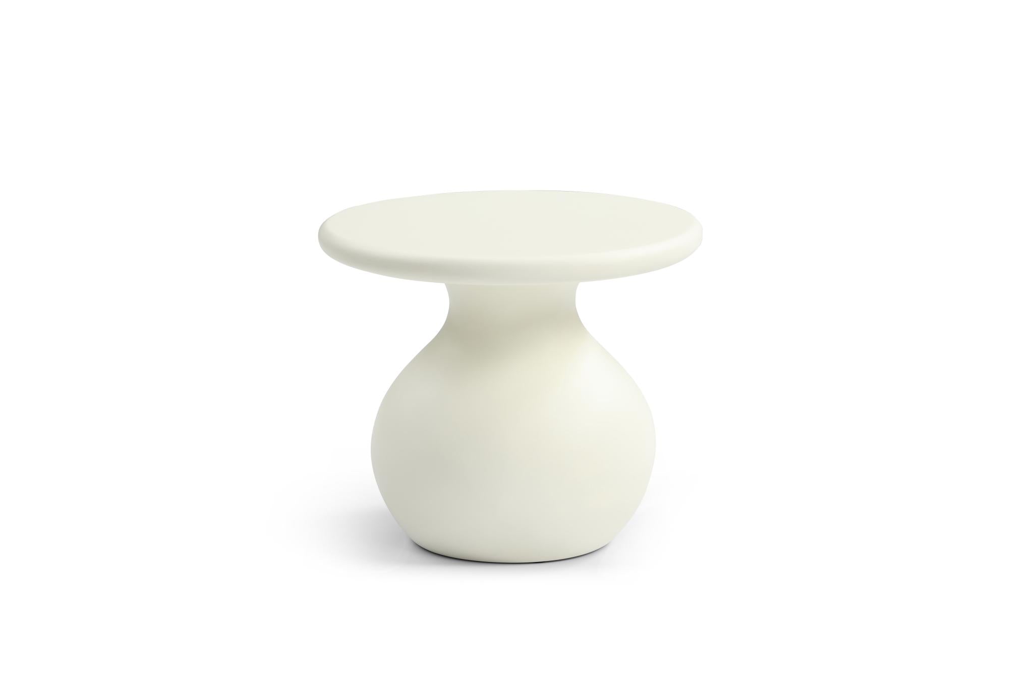 20" Beige Fiber Glass Round Curvaceous Pedestal End Table