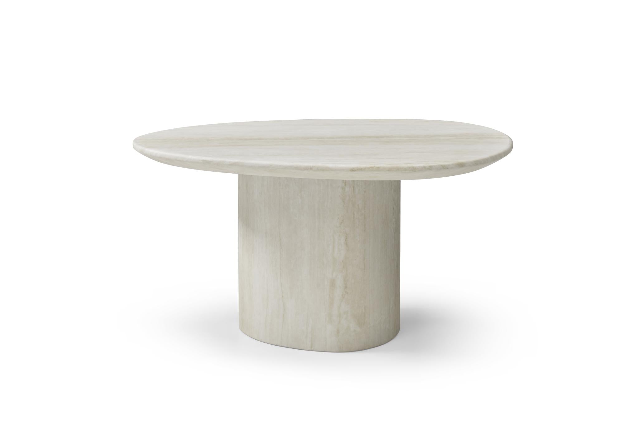 17" Beige Marble Oval Pedestal End Table