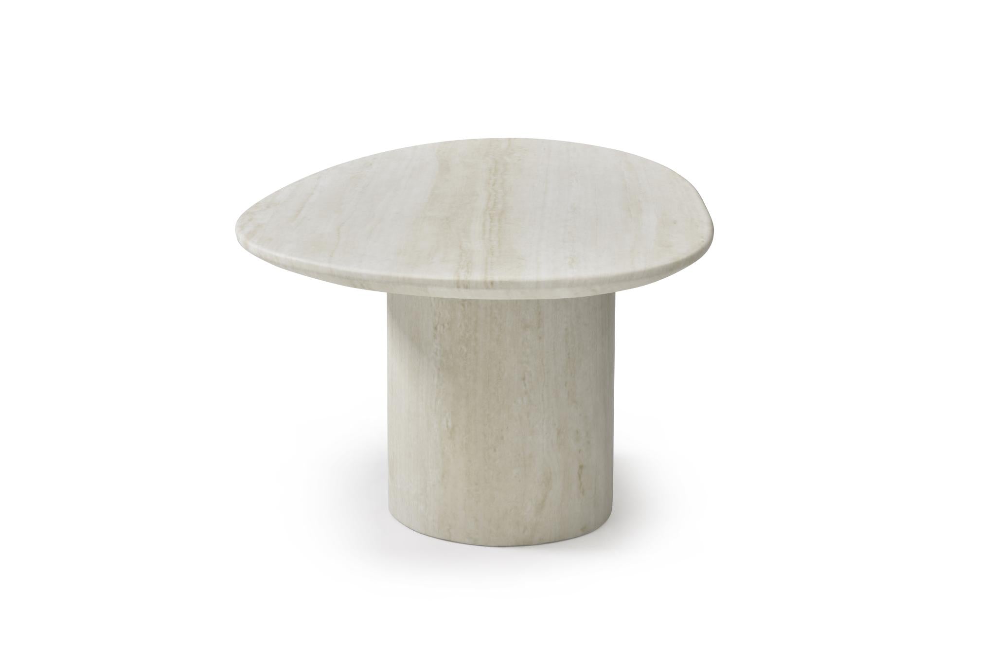 17" Beige Marble Oval Pedestal End Table