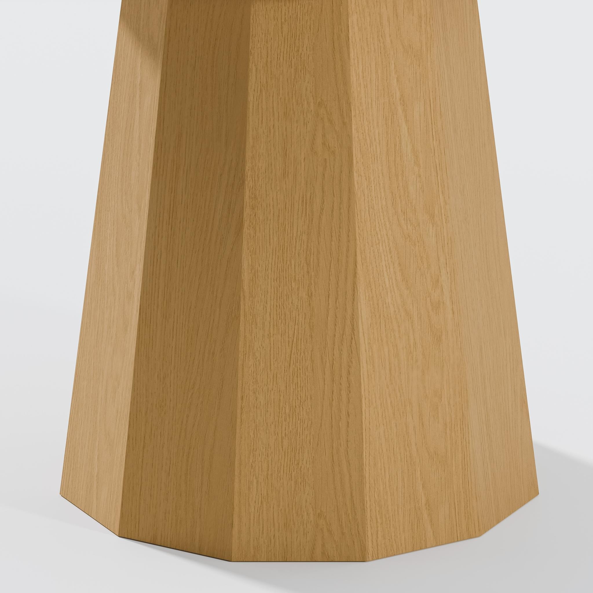 46" Oak Wood Pedestal Base Round Top Dining Table