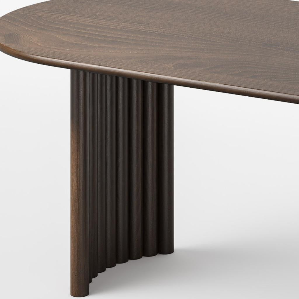 79" Walnut Solid Wood Double Pedestal Base Oval Dining Table
