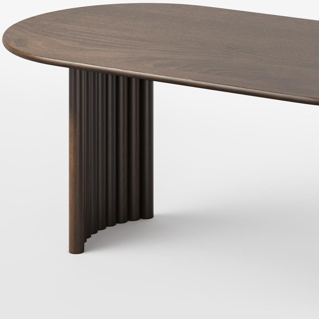 79" Walnut Solid Wood Double Pedestal Base Oval Dining Table