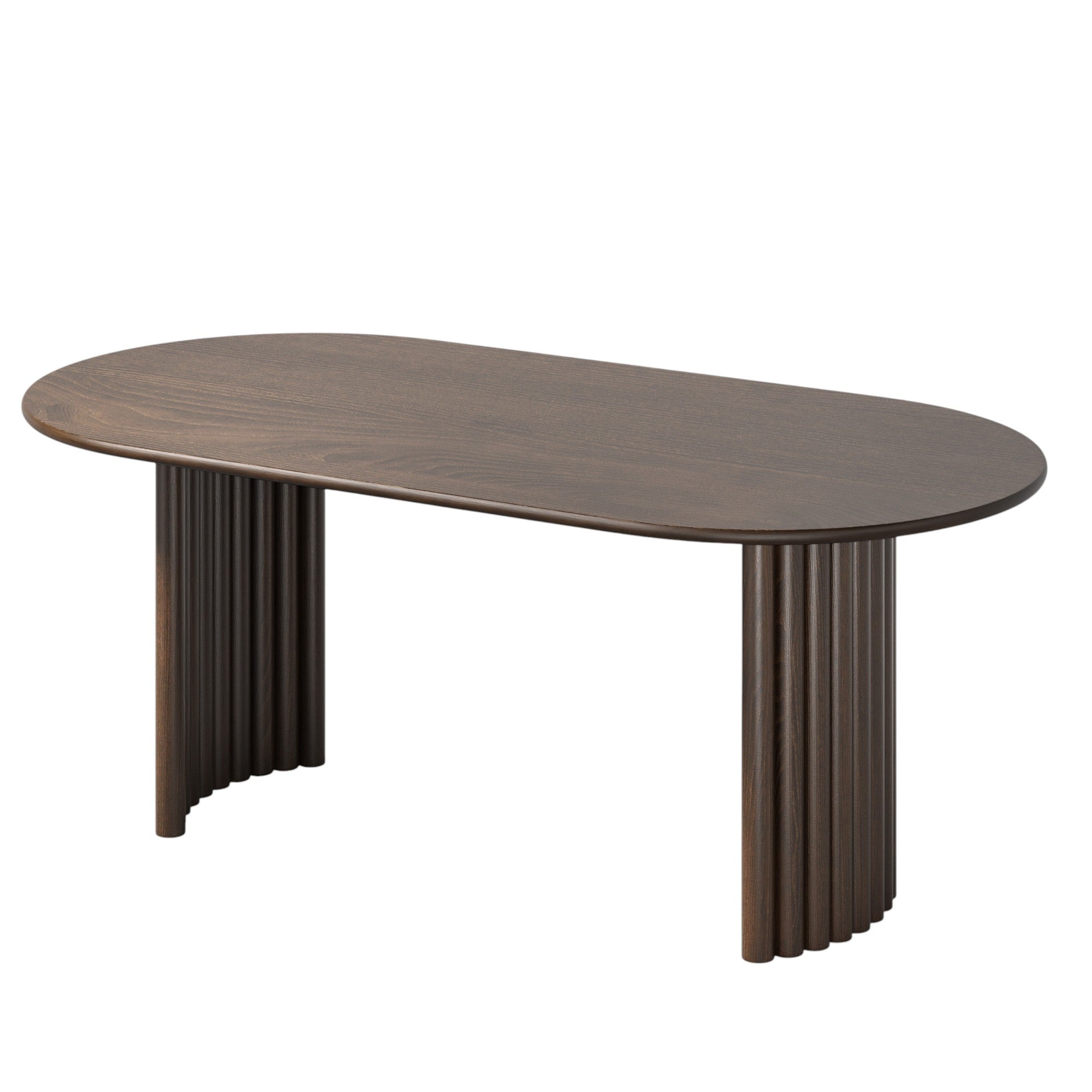 79" Walnut Solid Wood Double Pedestal Base Oval Dining Table