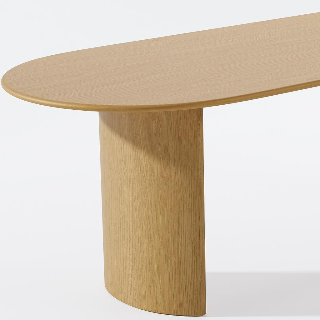 79" Natural Solid Wood Double Pedestal Base Oval Dining Table