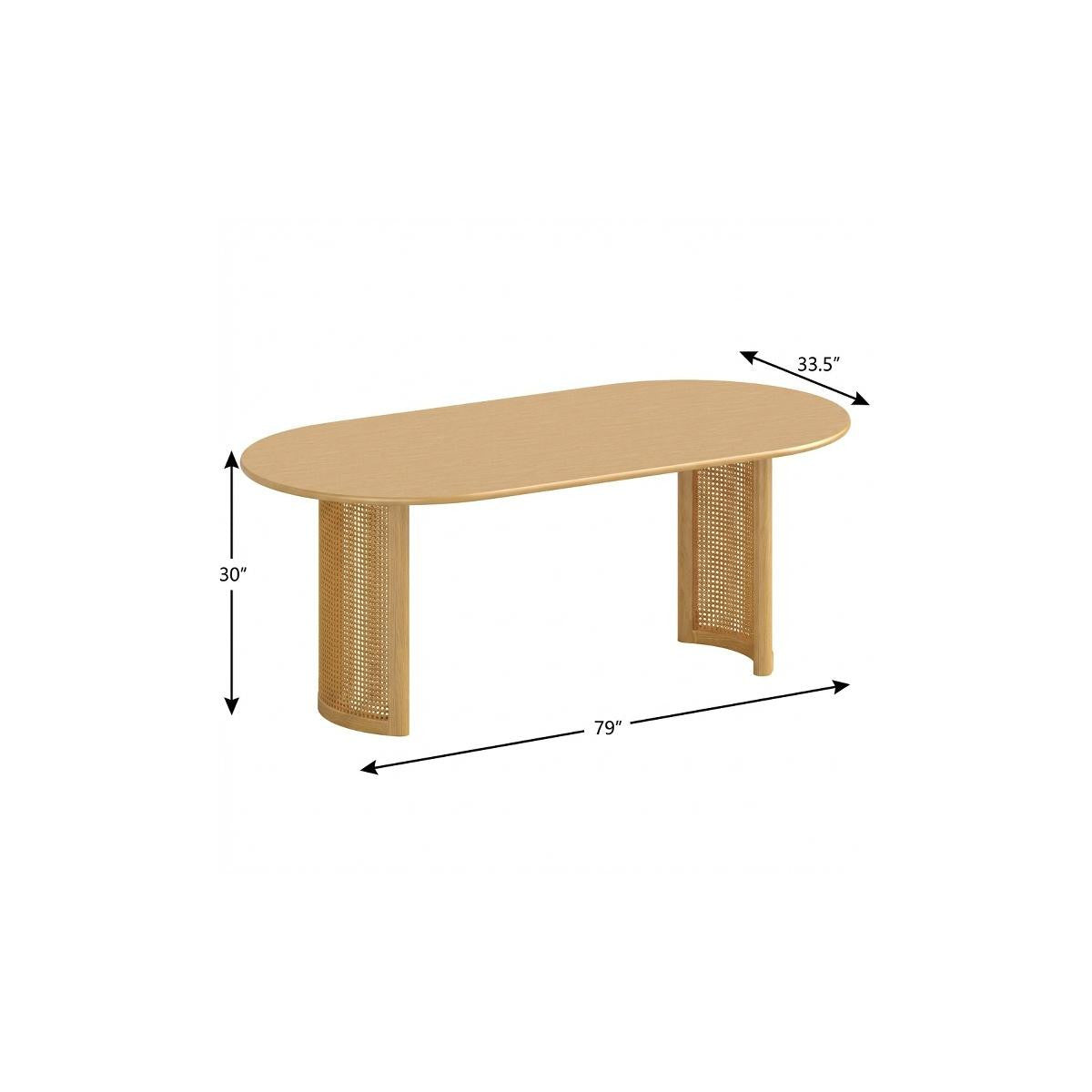 79" Natural Solid Wood Double Pedestal Base Oval Dining Table