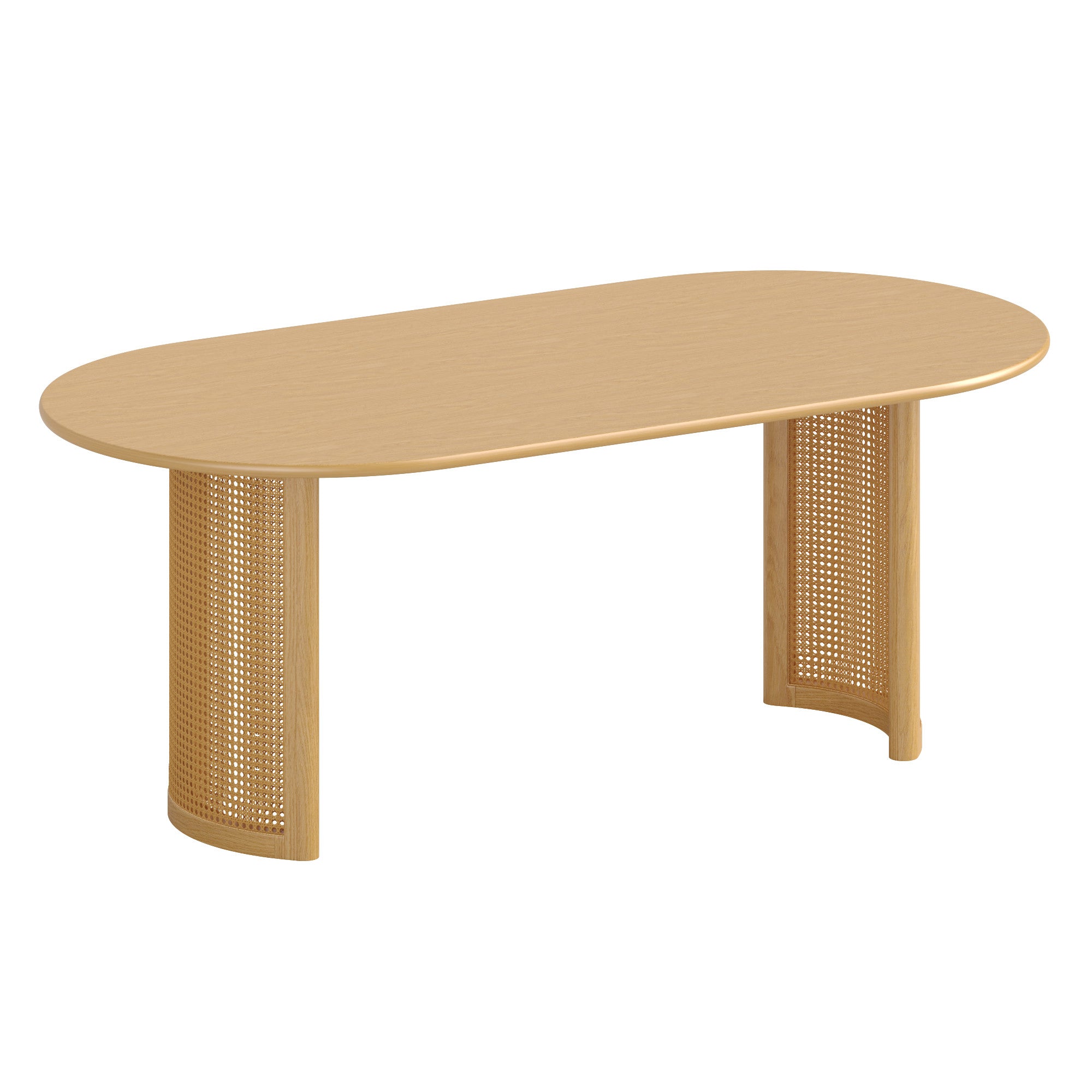 79" Natural Solid Wood Double Pedestal Base Oval Dining Table