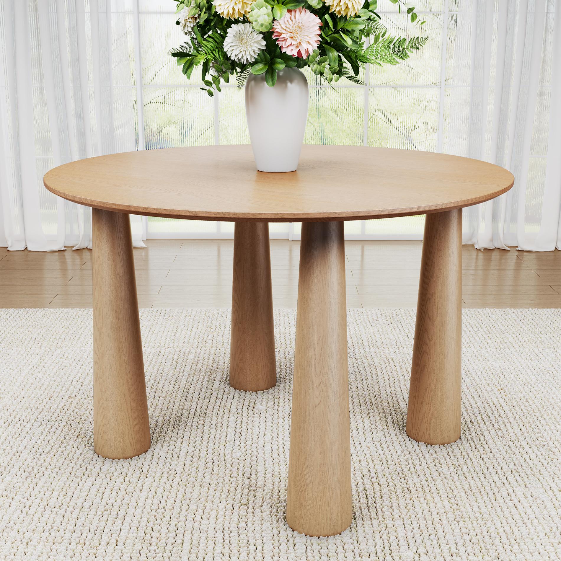 52" Natural Wood Round Top Dining Table