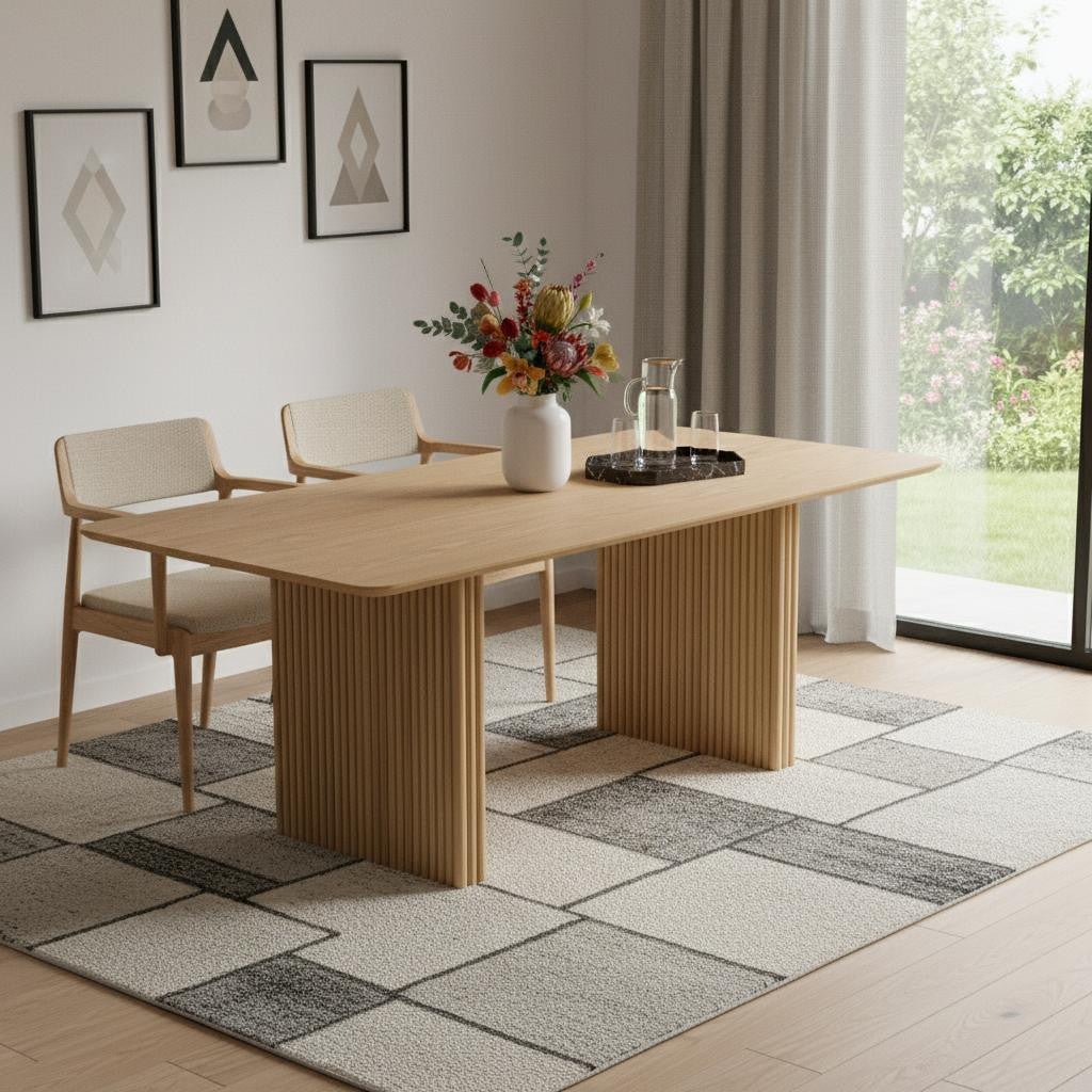 79" Natural Solid Wood Double Pedestal Base Dining Table