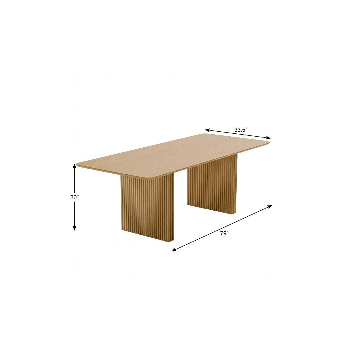 79" Natural Solid Wood Double Pedestal Base Dining Table