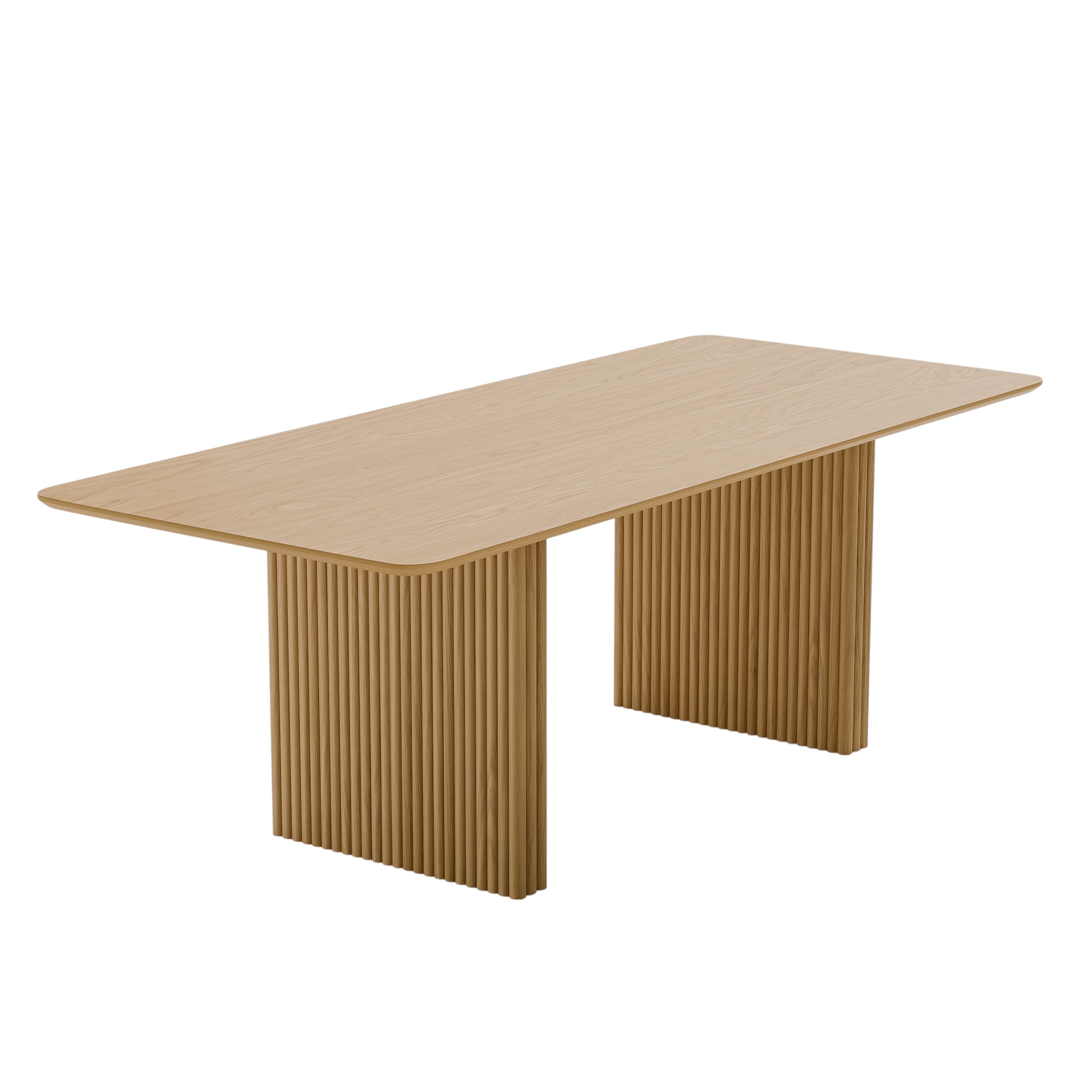 79" Natural Solid Wood Double Pedestal Base Square Dining Table