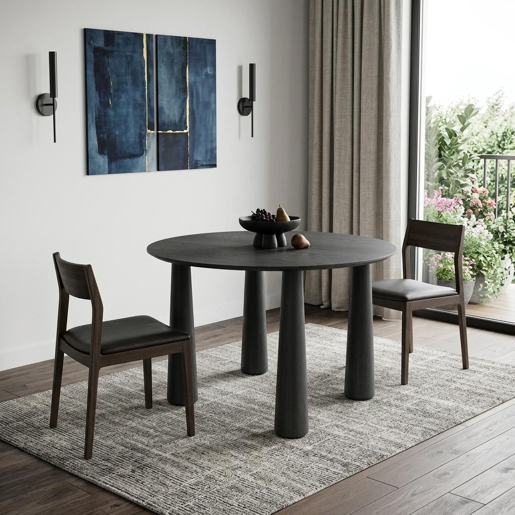 67" Black Solid Wood Oval Dining Table