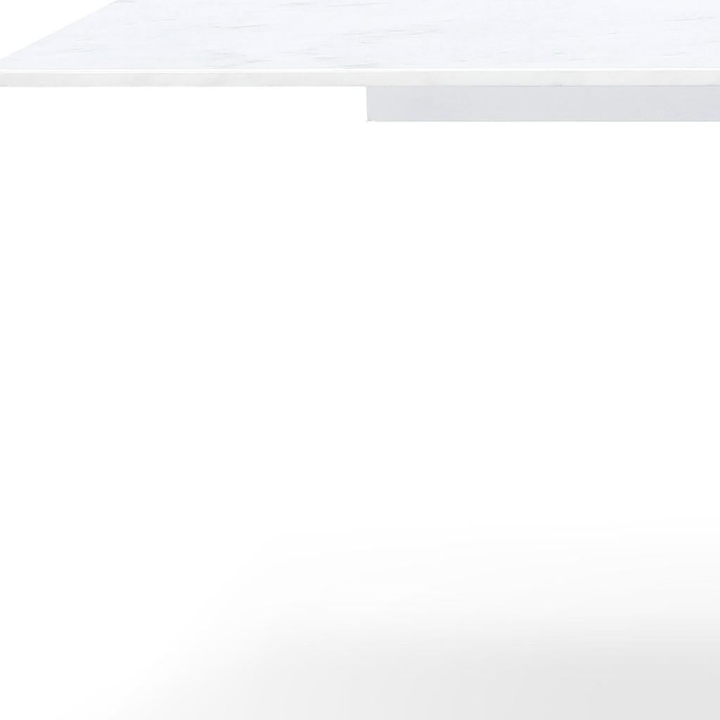 180" White and Gold Marble and Steel Double Pedestal Base Dining Table