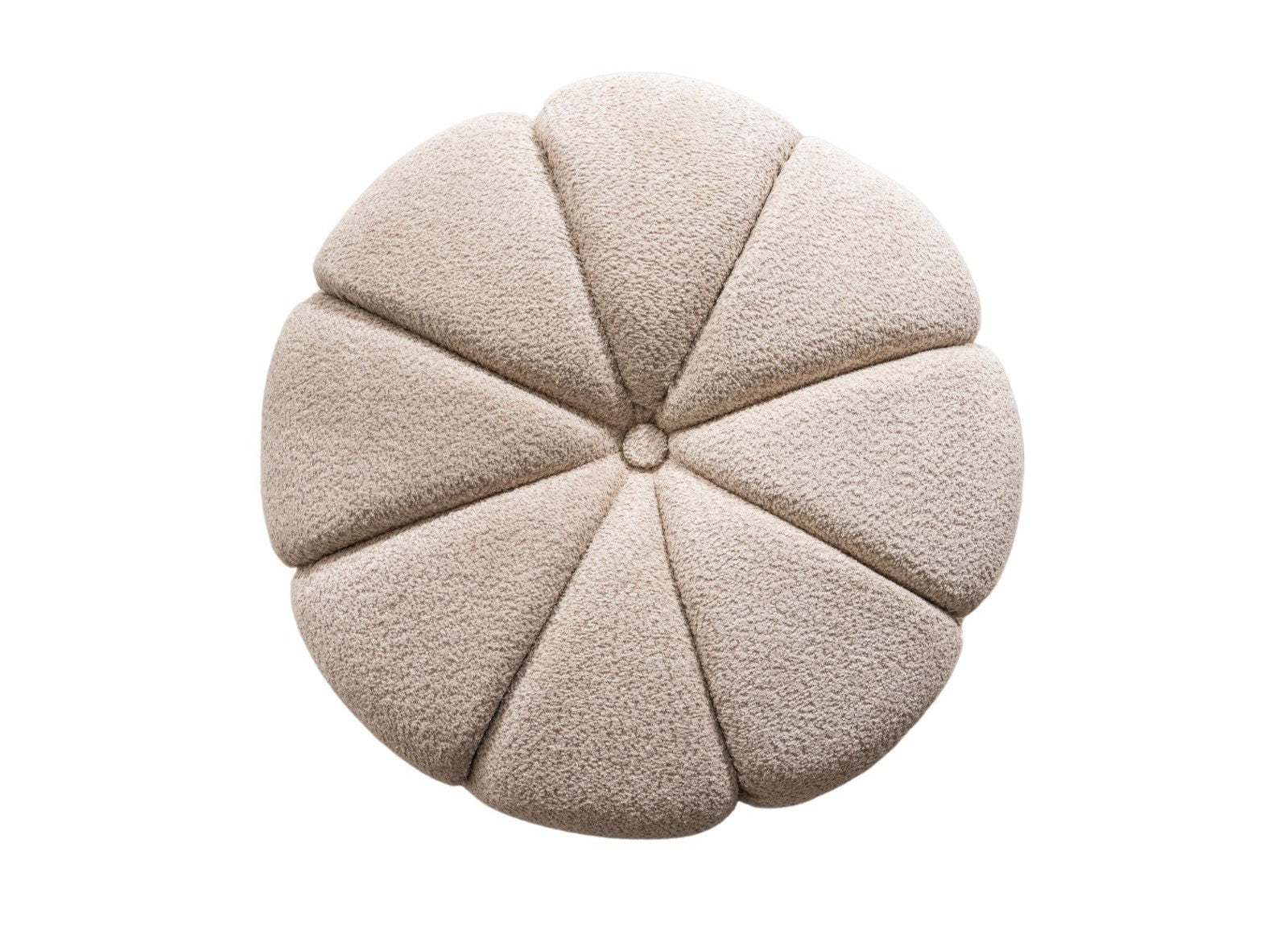 32" Taupe Tufted Boucle Tufted Round Ottoman