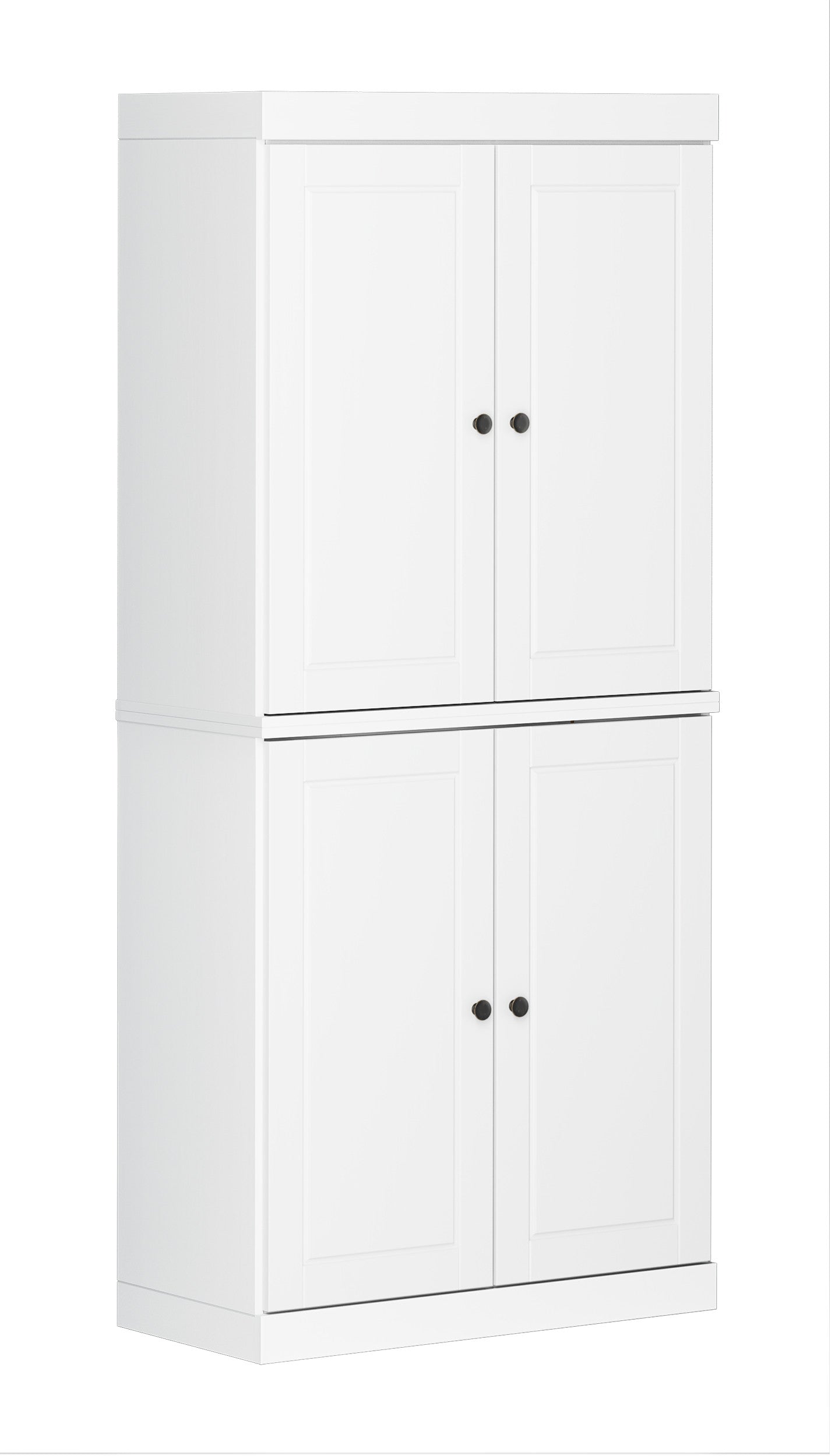 72" White Solid Wood Four Door Pantry Or Storage Closet