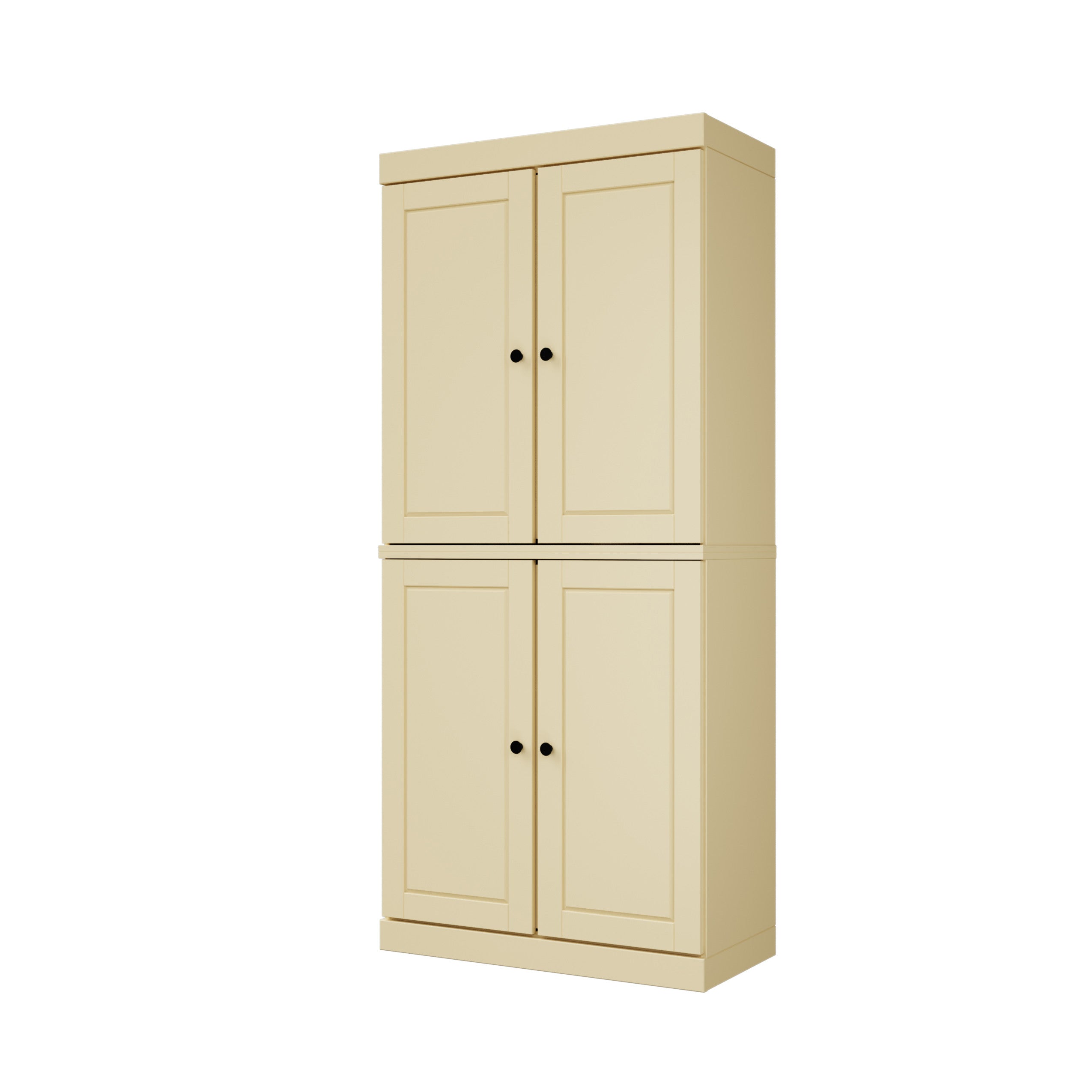 72" Yellow Solid Wood Four Door Pantry Or Storage Closet